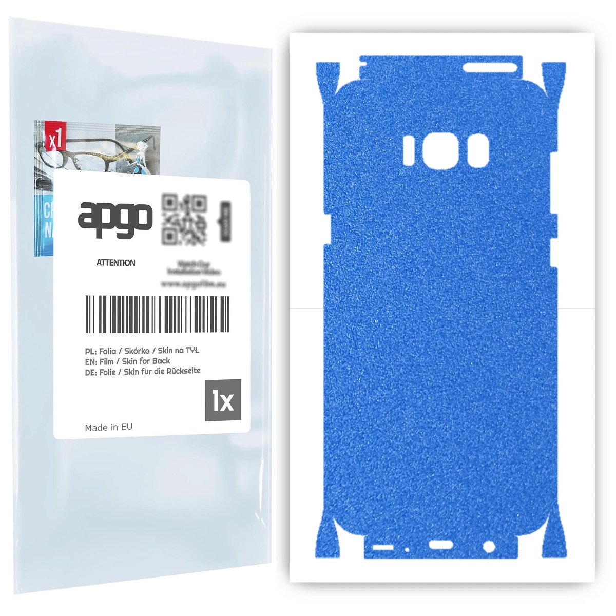 Folia naklejka skórka strukturalna na TYŁ+BOKI do Samsung Galaxy S8+ -  Niebieski Pastel Matowy Chropowaty Baranek - apgo SKINS