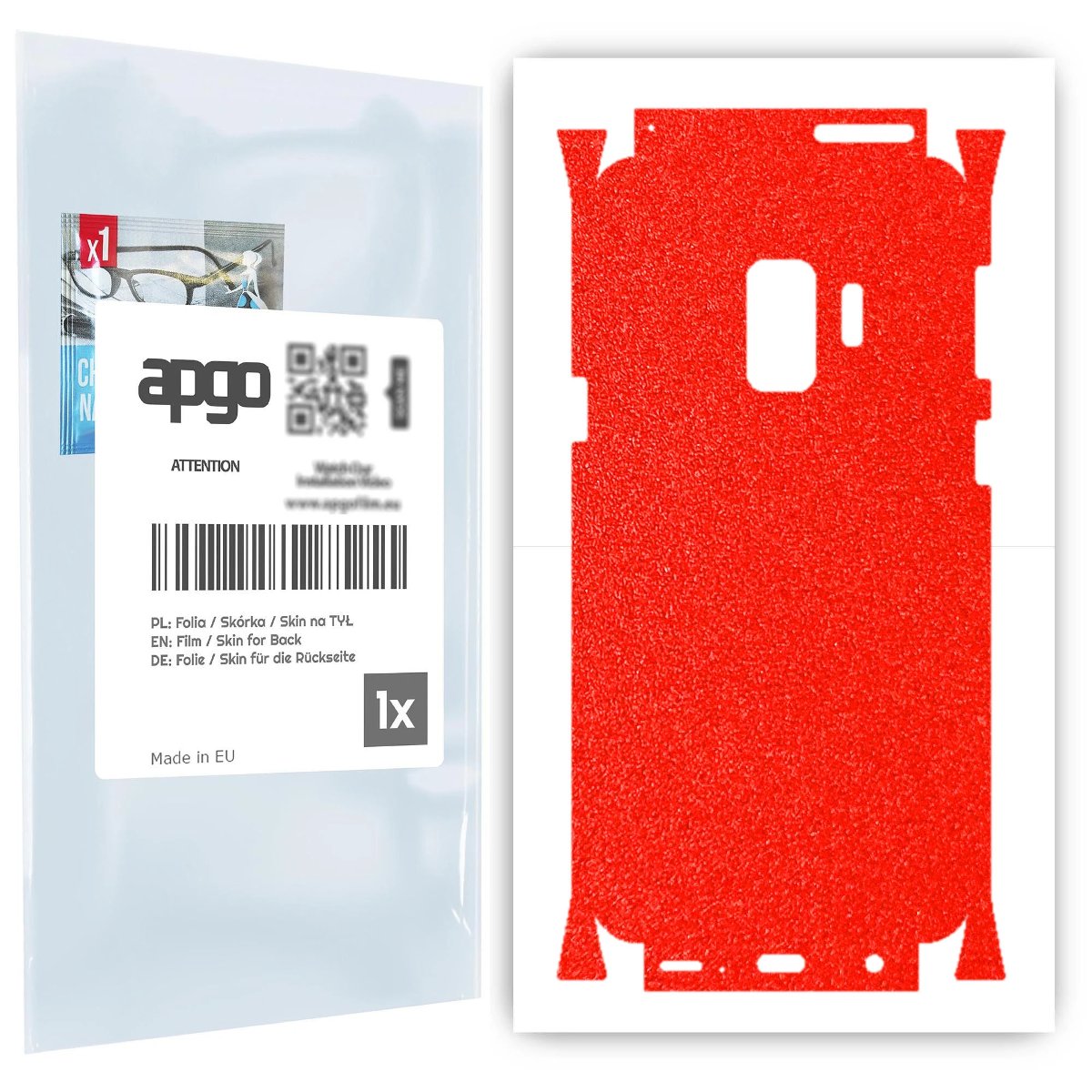 Folia naklejka skórka strukturalna na TYŁ+BOKI do Samsung Galaxy S9 -  Czerwony Pastel Matowy Chropowaty Baranek - apgo SKINS