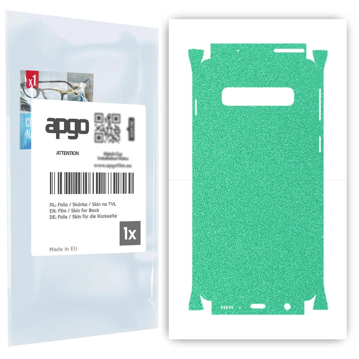 Folia naklejka skórka strukturalna na TYŁ+BOKI do Samsung Galaxy S10 -  Seledynowy Pastel Matowy Chropowaty Baranek - apgo SKINS