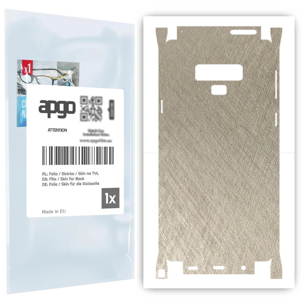 Folia naklejka skórka strukturalna na TYŁ+BOKI do Samsung Galaxy Note 9 -  Tytan Srebrny - apgo SKINS