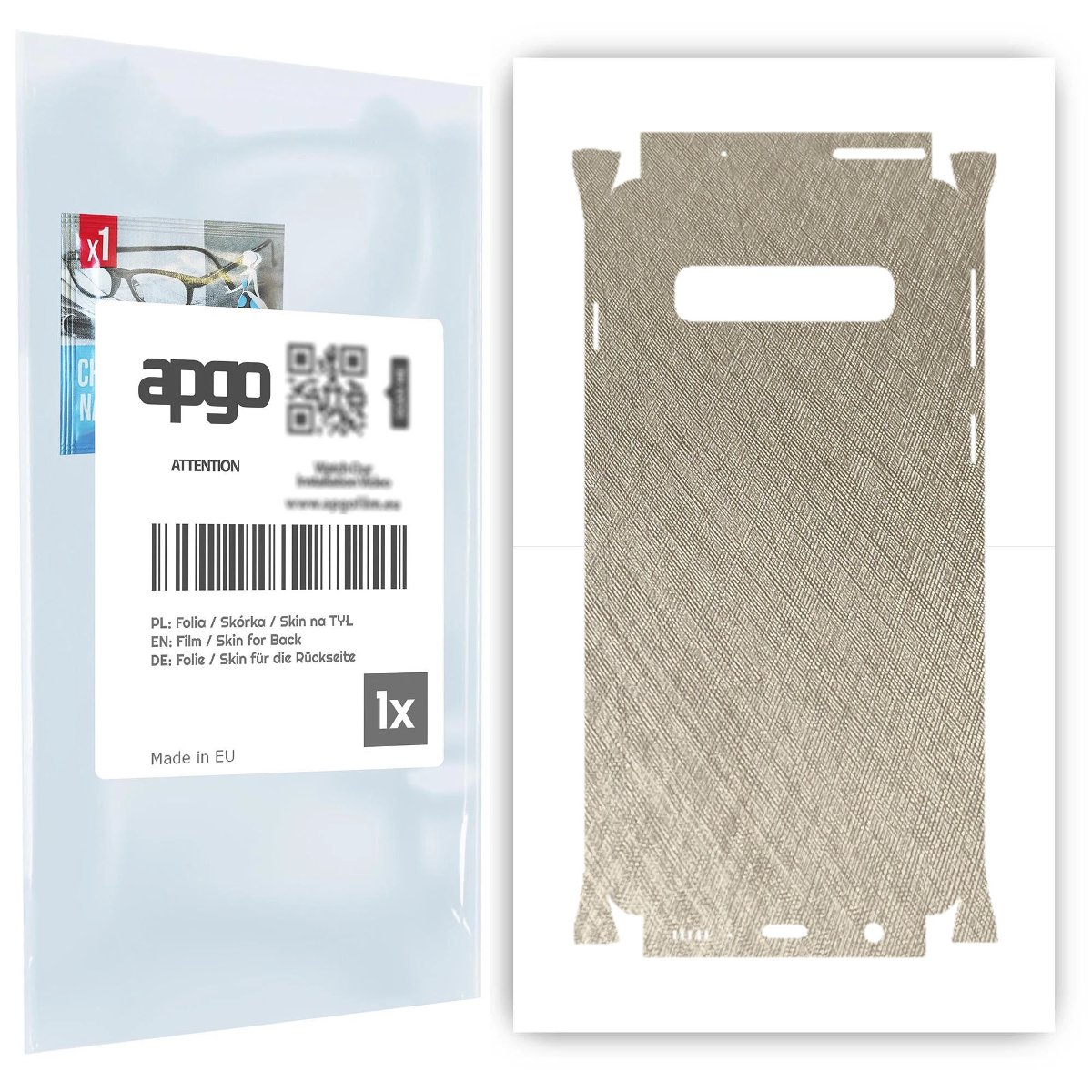 Folia naklejka skórka strukturalna na TYŁ+BOKI do Samsung Galaxy S10 -  Tytan Srebrny - apgo SKINS