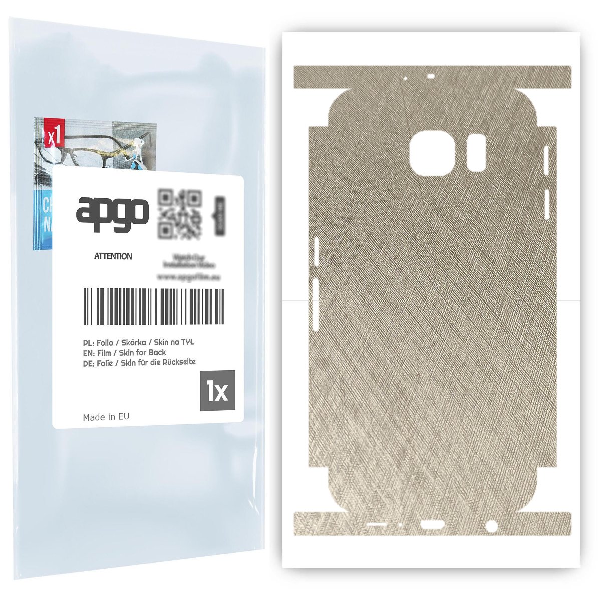 Folia naklejka skórka strukturalna na TYŁ+BOKI do Samsung Galaxy S6 G920 -  Tytan Srebrny - apgo SKINS