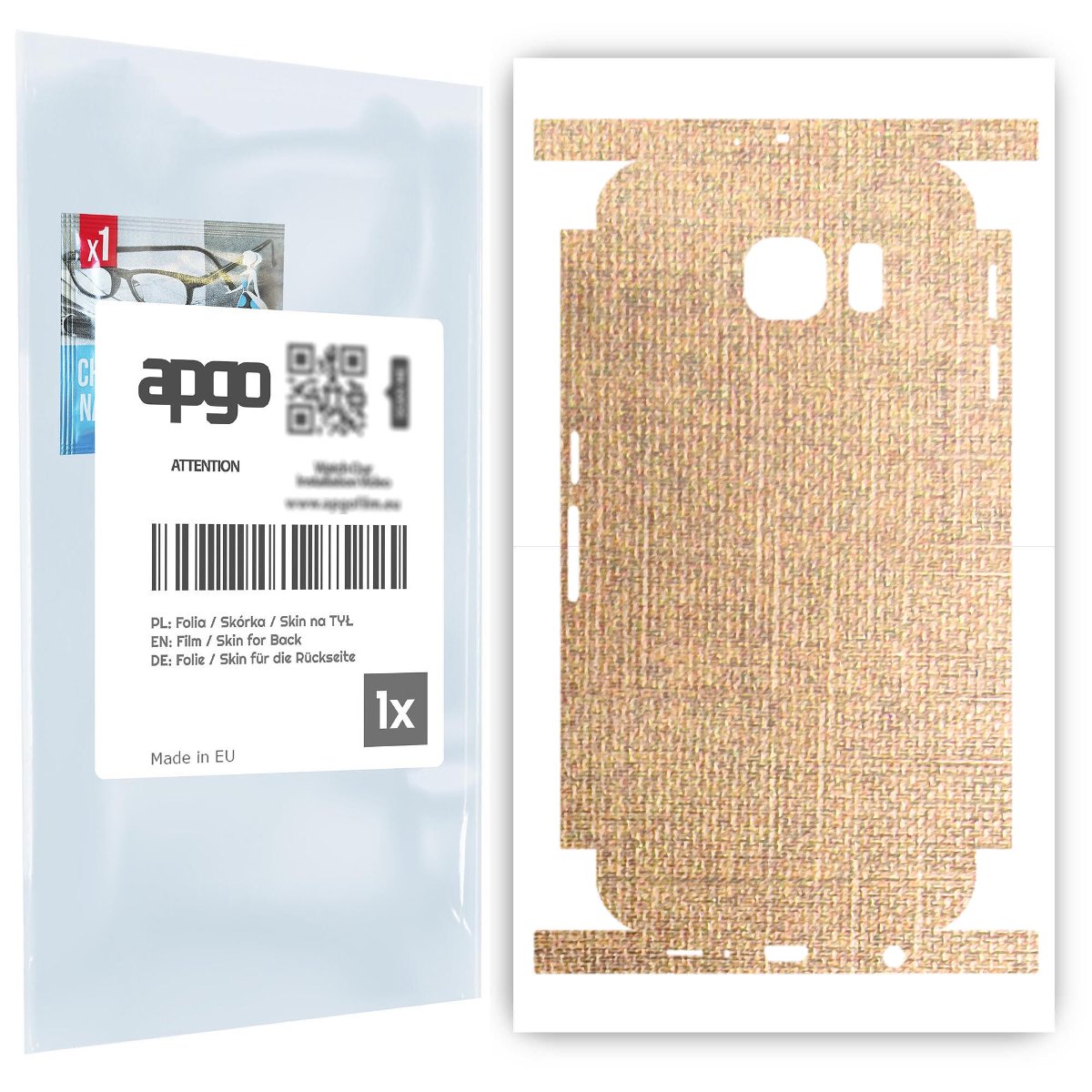 Folia naklejka skórka strukturalna na TYŁ+BOKI do Samsung Galaxy S6 G920 -  Tkanina Denim Beżowy - apgo SKINS