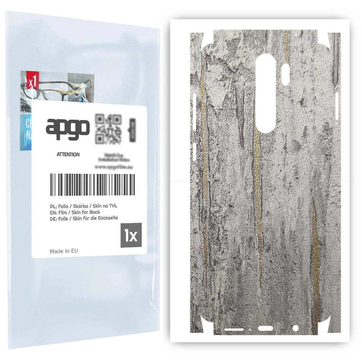 Folia naklejka skórka strukturalna na TYŁ+BOKI do Xiaomi Redmi Note 8 Pro -  Beton Złote Paski - apgo SKINS