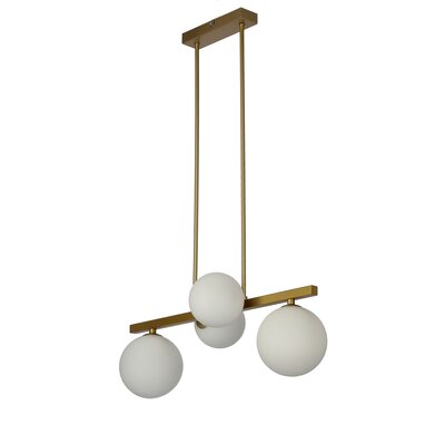 Candellux Wisząca LAMPA modernistyczna KAMA 34-73426 wisząca OPRAWA metalowa ZWIS kule balls cumulus mosiężne białe 34-73426