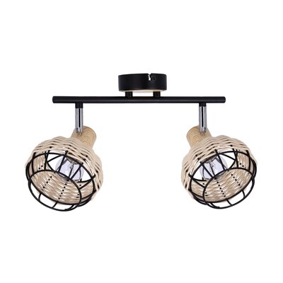 Tajga lampa sufitowa  spot) 2-punktowa czarna/rattan 92-12203