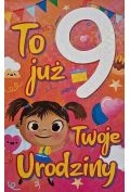 karnet urodziny 9 dziewczynka