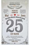 karnet 25 rocznica ślubu (srebrna)