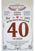 karnet 40 rocznica ślubu (rubinowa)