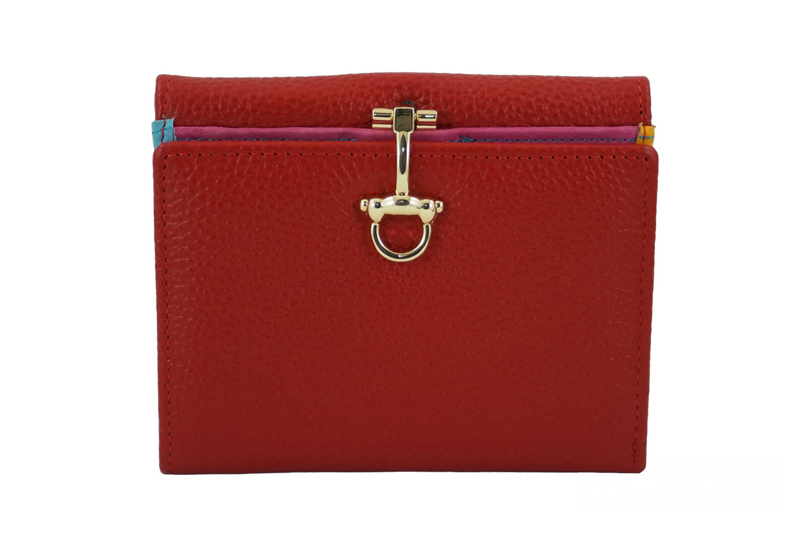 Elegancki portfel ze złotym zapięciem - Czerwony