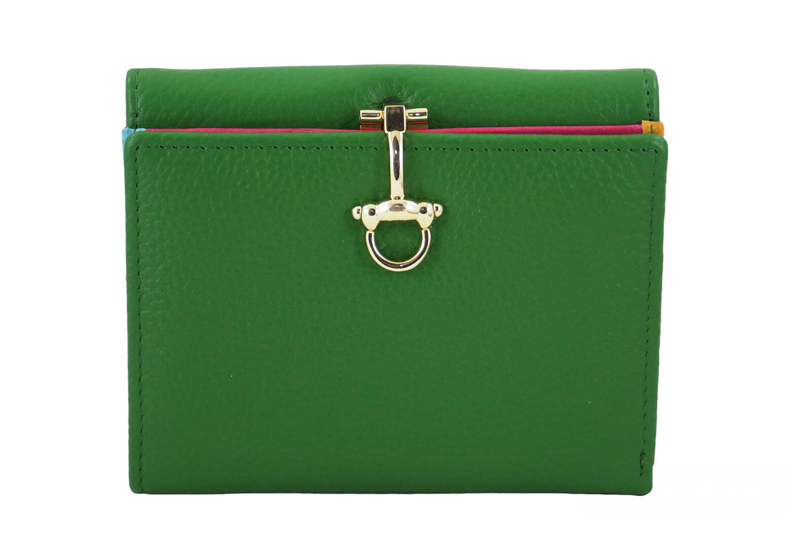 Elegancki portfel ze złotym zapięciem - Zielony