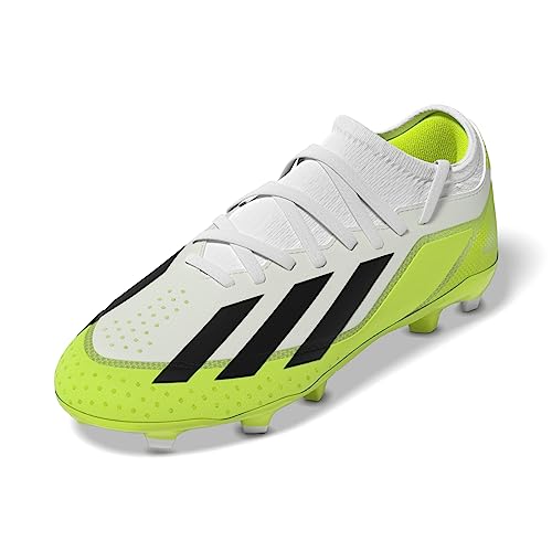 adidas Unisex X Crazyfast.3 buty piłkarskie dla dzieci (mocne podłoże), Ftwr biały rdzeń czarny klarowna cytryna, 38 EU