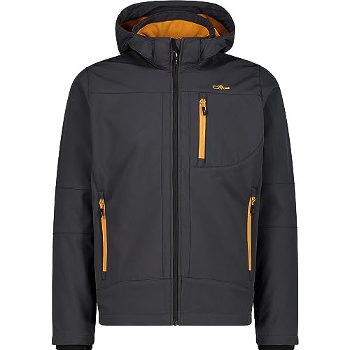 CMP męska kurtka Softshell z odpinanym kapturem, Antracyt - Dynia, 50