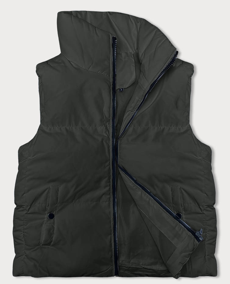 PUCHOWA KAMIZELKA DAMSKA ZE STÓJKĄ ARMY (5M3150-136) - J STYLE