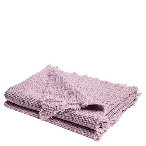 Honeybee-Plaid – miękki koc z lnu – jednokolorowy tkany pled z frędzlami z naturalnych materiałów – 170 x 230 cm – 425 fioletowy – od 'zoeppritz since 1828'