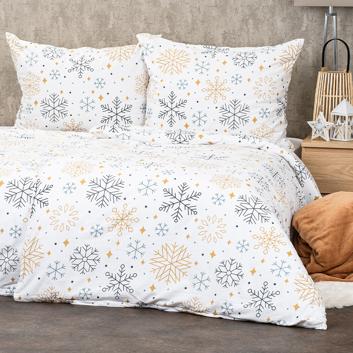 4Home Pościel flanelowa Frosty snowflakes, 140 x 200 cm, 70 x 90 cm, 140 x 200 cm, 70 x 90 cm