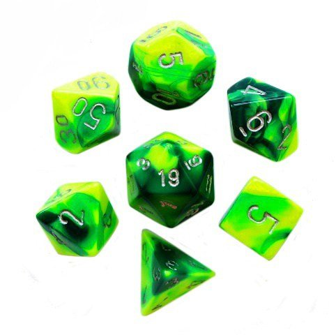 Kości RPG 7 szt + pudełko Gemini Green-Yellow