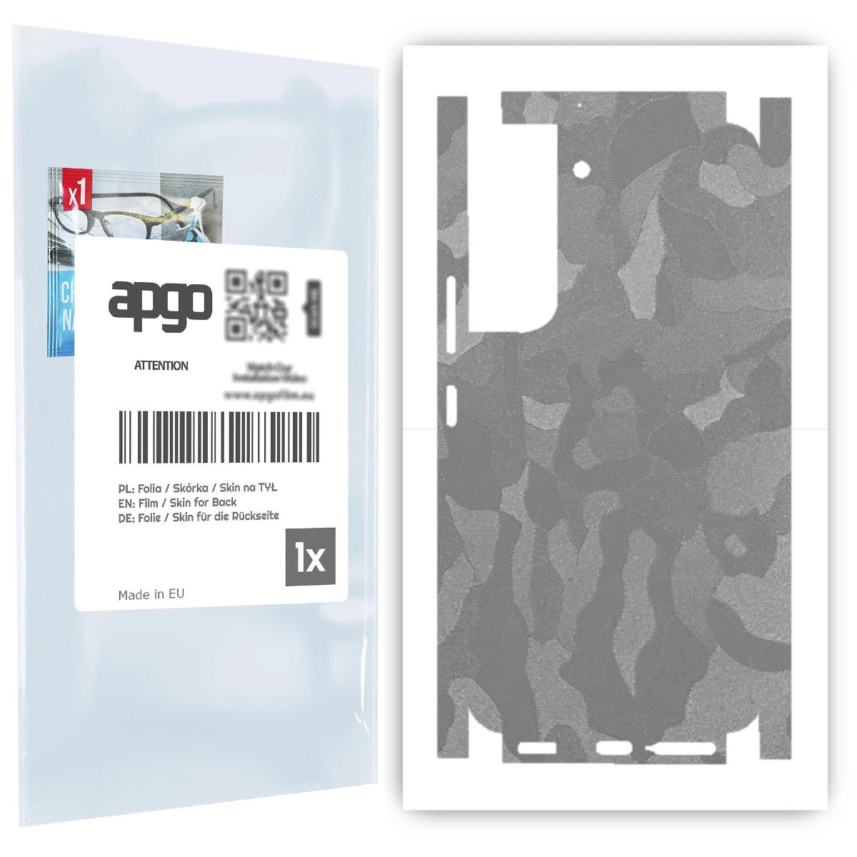 Folia naklejka skórka strukturalna na TYŁ+BOKI do Samsung Galaxy S22 -  Moro | Camo Srebrny - apgo SKINS