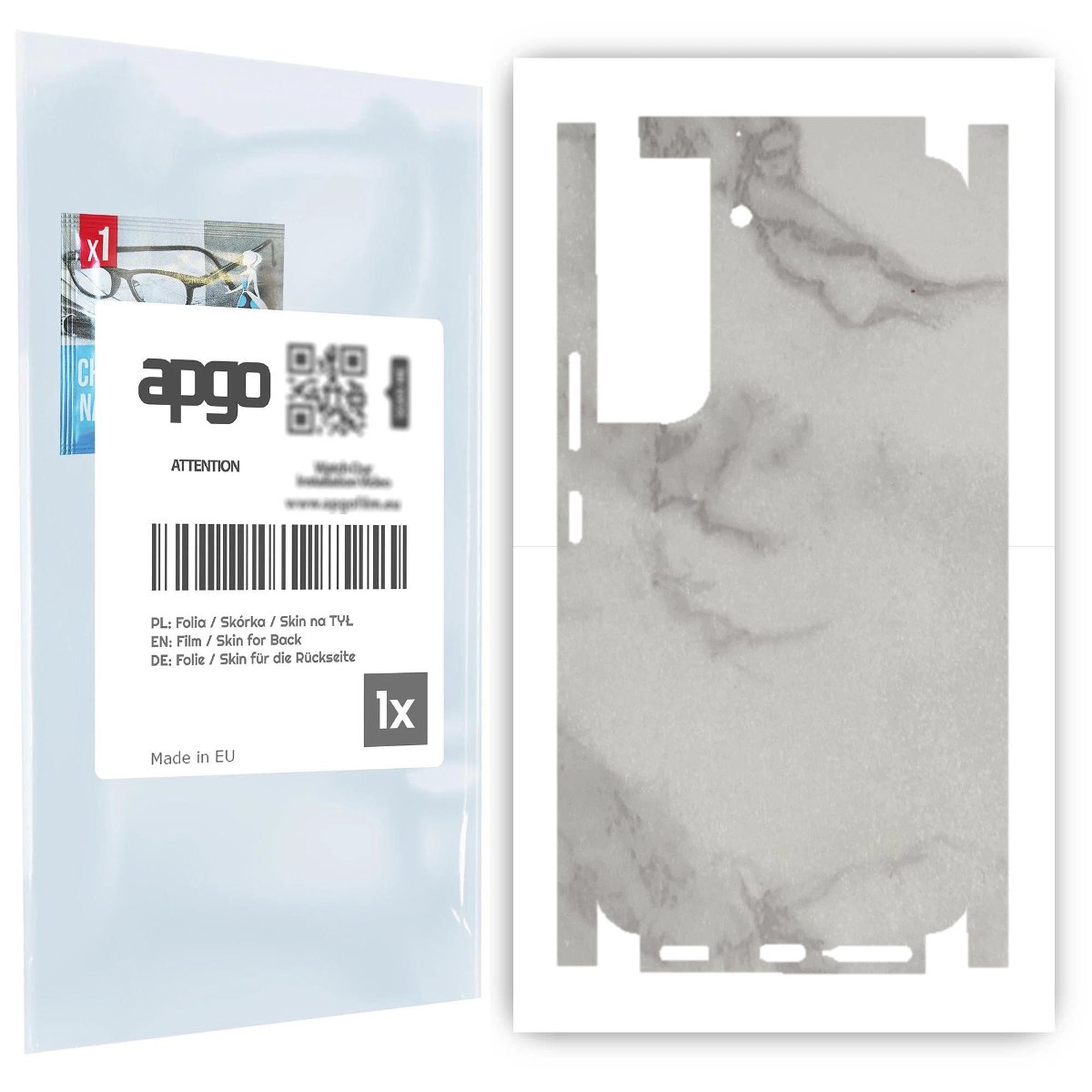 Folia naklejka skórka strukturalna na TYŁ+BOKI do Samsung Galaxy S22 -  Marmur Szary - apgo SKINS