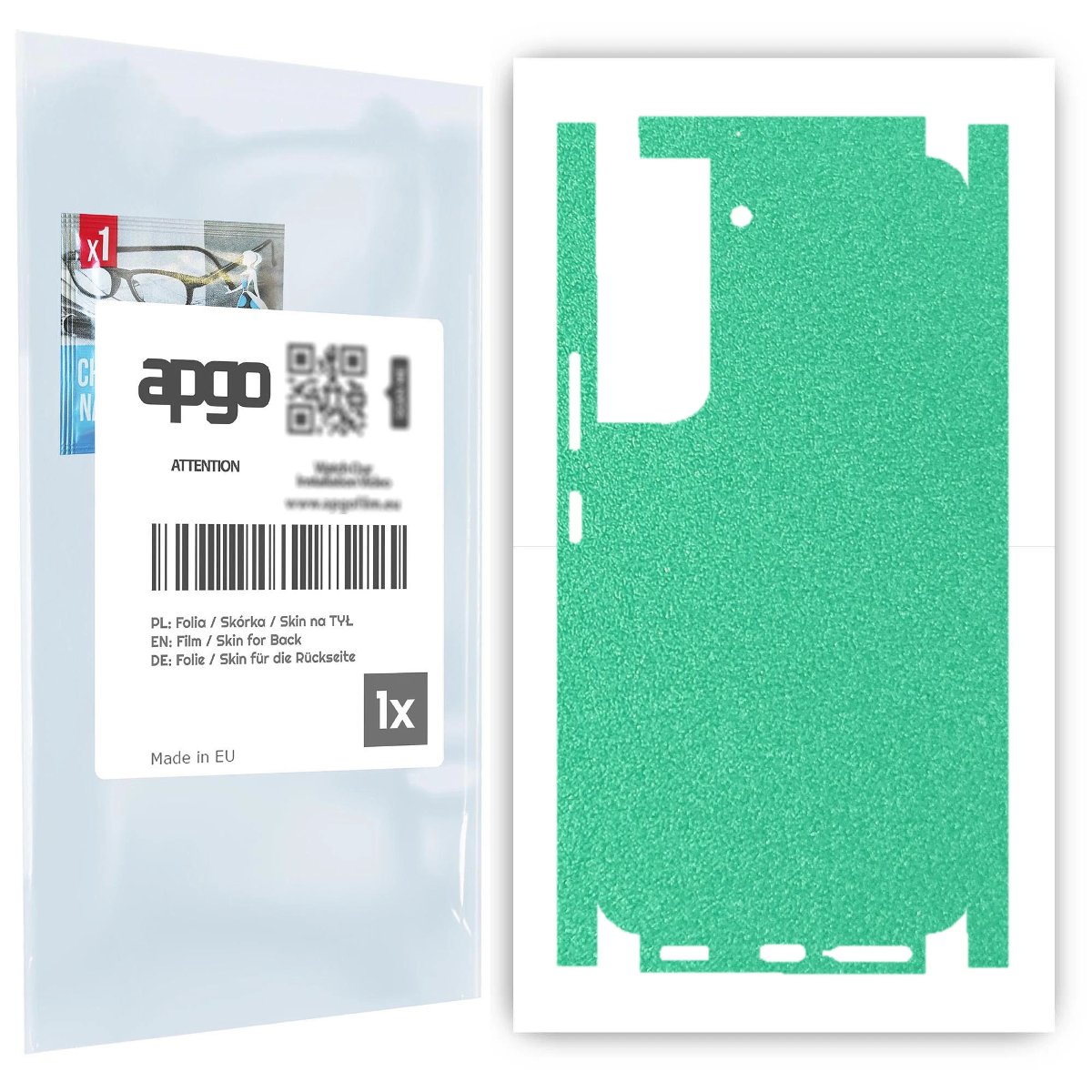 Folia naklejka skórka strukturalna na TYŁ+BOKI do Samsung Galaxy S22 -  Seledynowy Pastel Matowy Chropowaty Baranek - apgo SKINS