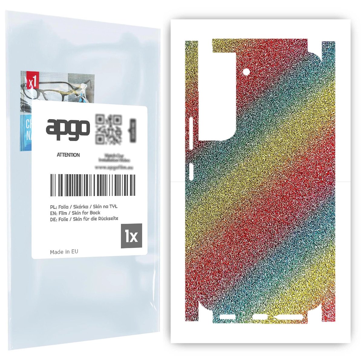 Folia naklejka skórka strukturalna na TYŁ+BOKI do Samsung Galaxy S22 -  Brokat Tęcza - apgo SKINS