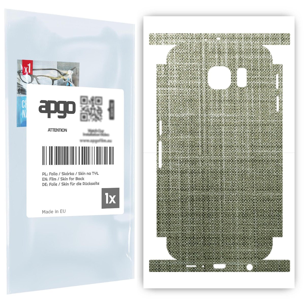 Folia naklejka skórka strukturalna na TYŁ+BOKI do Samsung Galaxy S6 G920 -  Tkanina Lniana - apgo SKINS