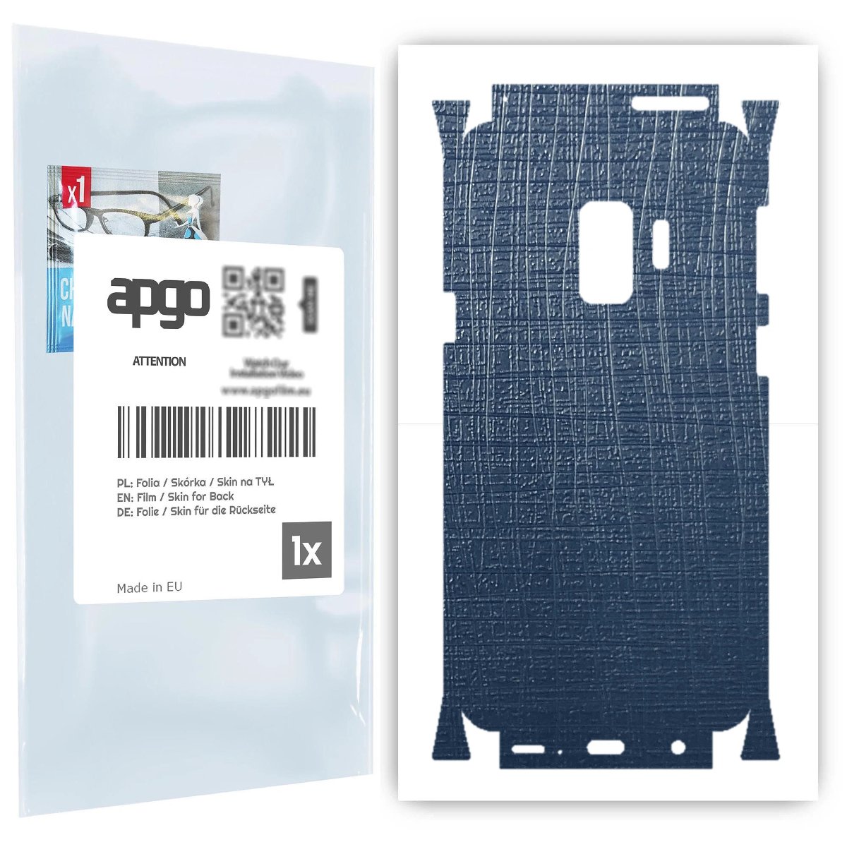 Folia naklejka skórka strukturalna na TYŁ+BOKI do Samsung Galaxy S9 -  Tkanina Granatowa - apgo SKINS