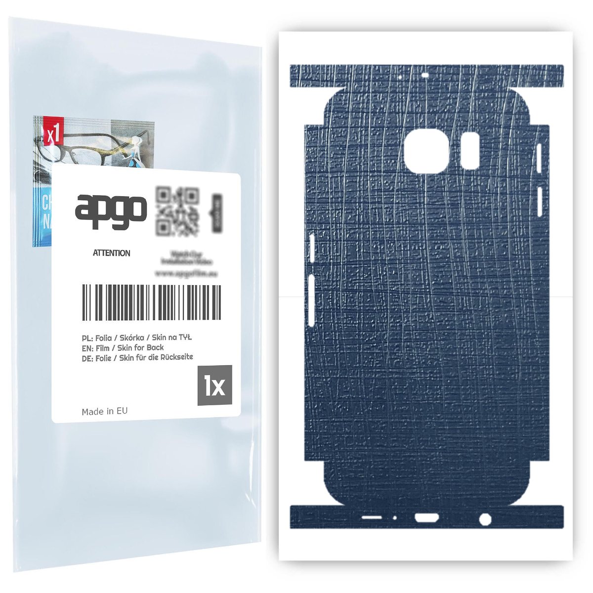 Folia naklejka skórka strukturalna na TYŁ+BOKI do Samsung Galaxy S6 G920 -  Tkanina Granatowa - apgo SKINS