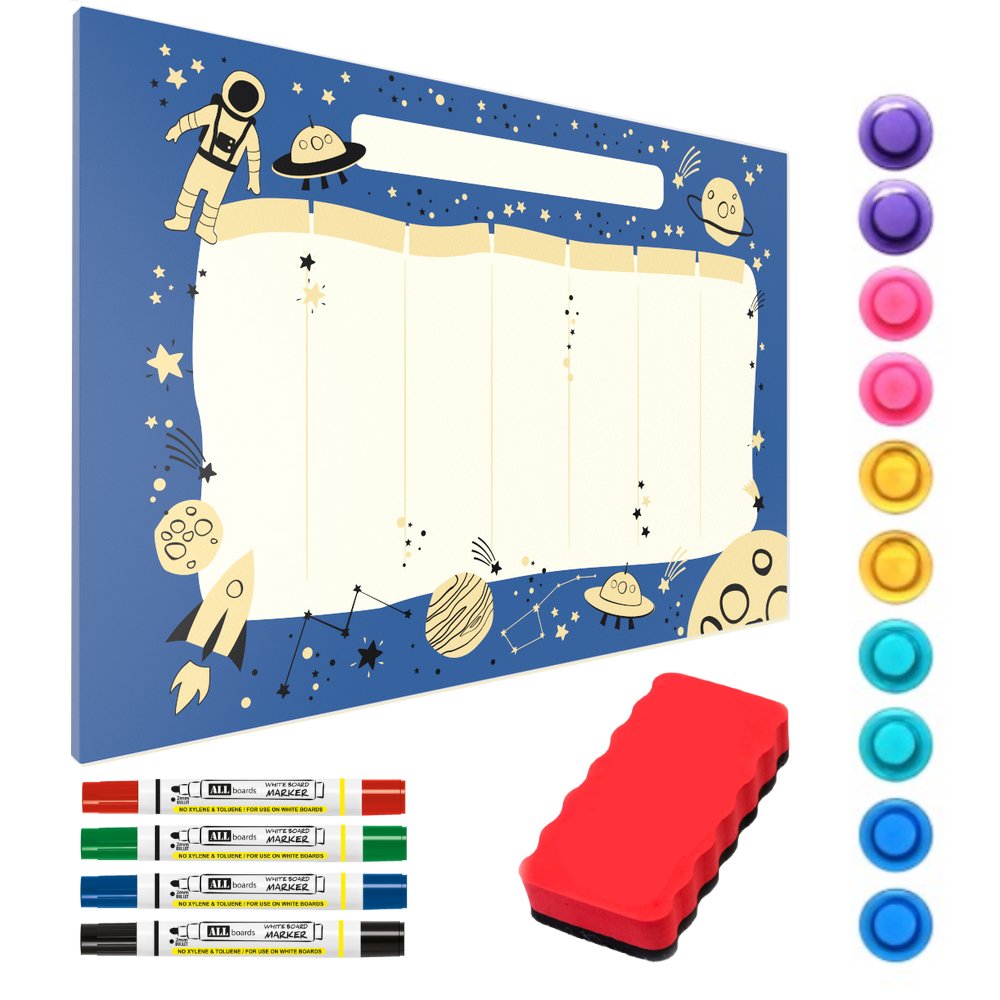 Allboards Tablica magnetyczna metalowa PLAN LEKCJI KOSMOS 60x40cm MetalBoards blacha z nadrukiem na wszystkie rodzaje magnesów + zestaw akcesoriów GRATIS MB64_00020
