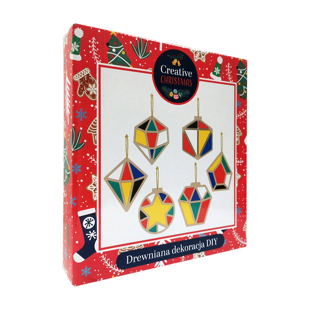 Creative Christmas, Zestaw drewnianych witraży plus farbki