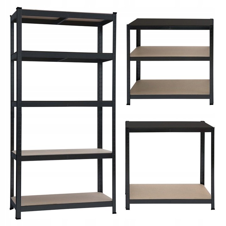 REGAŁ MAGAZYNOWY METALOWY CZARNY 150x75x30cm 5 PÓŁEK SZAFKA