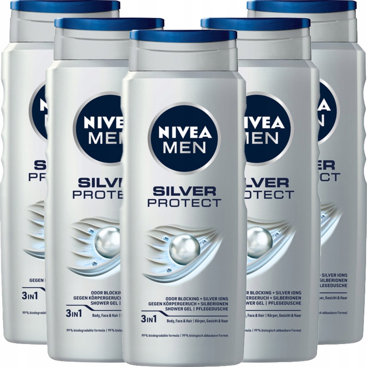 Nivea Men, Silver Protect, Żel Pod Prysznic, 5x500ml