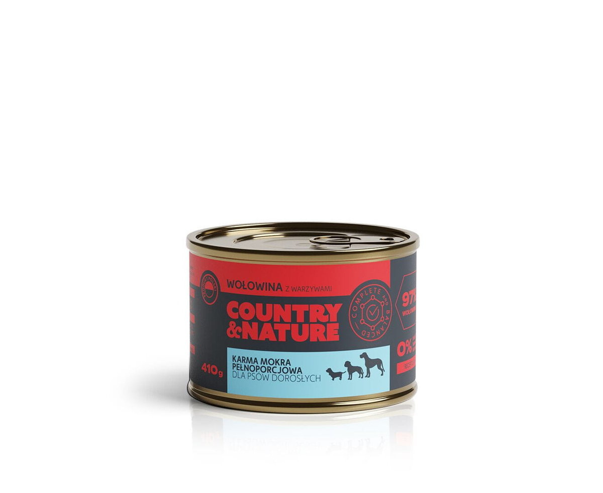 Country&Nature Wołowina 97% z warzywami 410g pełnoporcjowa mokra karma dla dorosłych psów wszystkich ras 410 g