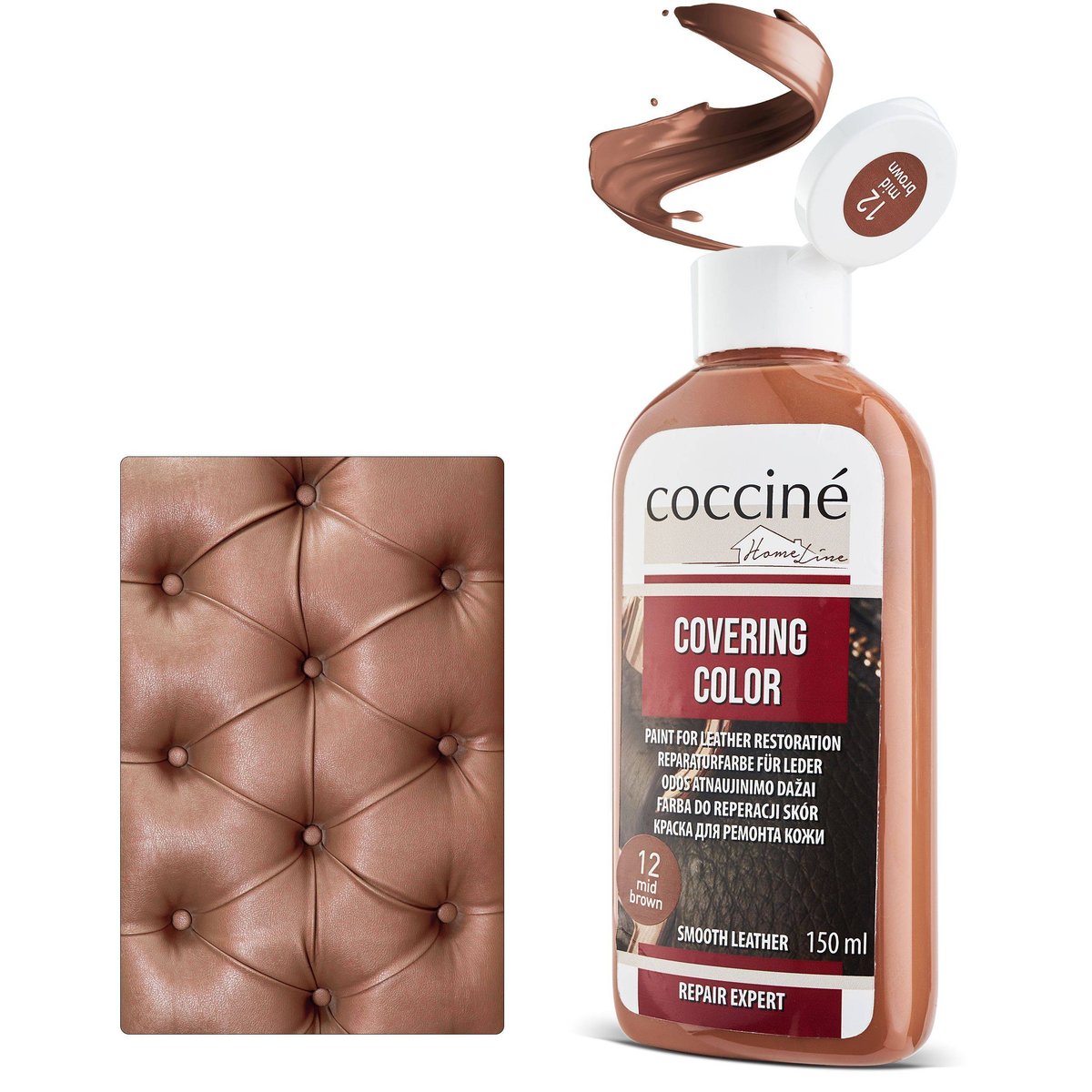 Fraba do skór licowych mebli galanterii coccine covering home line 150 ml Średni brąz 12