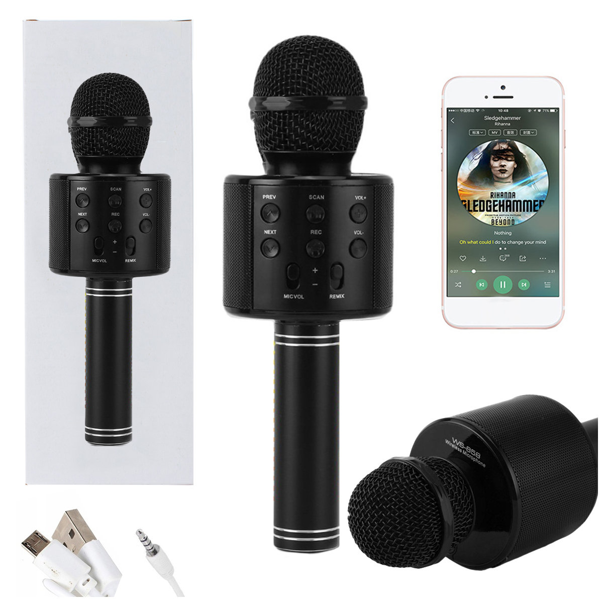 MIKROFON BEZPRZEWODOWY KARAOKE BLUETOOTH GŁOŚNIK BLACK U730C