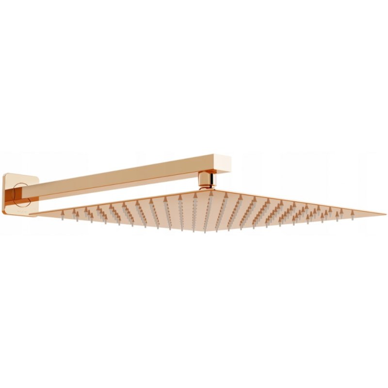 Mexen Slim deszczownica 30 x 30 cm z ramieniem prysznicowym, różowe złoto