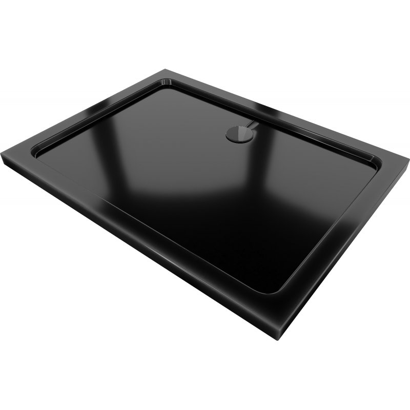 Mexen Flat brodzik prostokątny slim 140 x 90 cm, czarny, syfon czarny