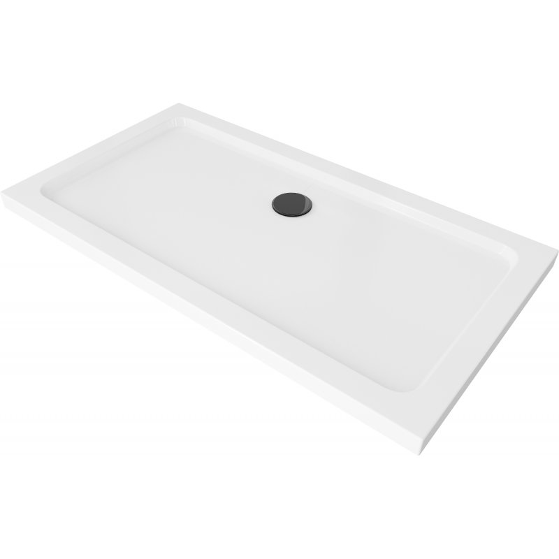 Mexen Flat brodzik prostokątny slim 140 x 70 cm, biały, syfon czarny