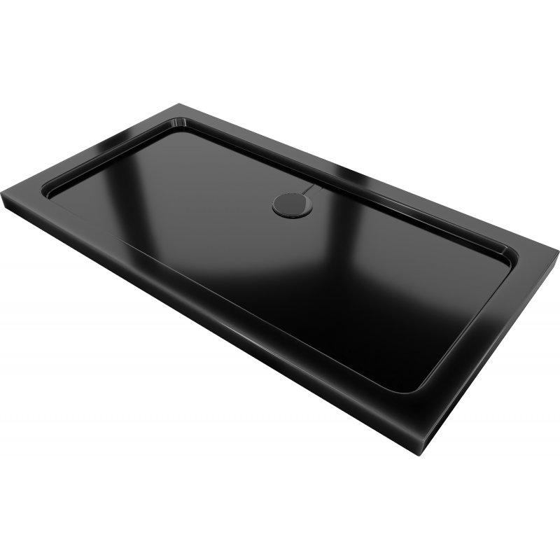 Mexen Flat brodzik prostokątny slim 140 x 70 cm, czarny, syfon czarny