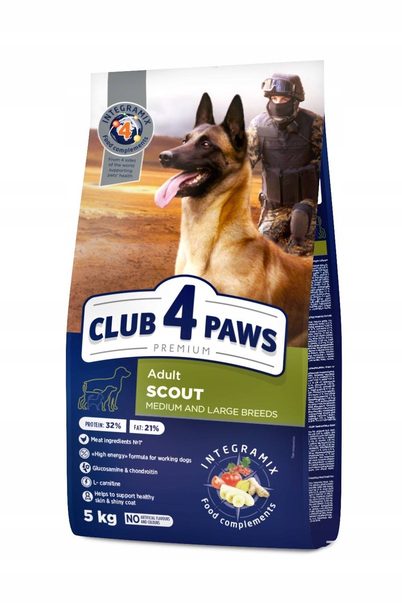 CLUB 4 PAWS Premium „Scout” dog acitve medium&large 5 kg