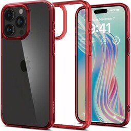 Spigen Etui Ultra Hybrid do iPhone 15 Pro, przezroczysto-czerwone