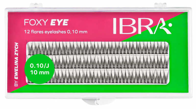 Ibra - FOXY EYE 12 Flare Eyelashes by Ewelina Zych - Kępki sztucznych rzęs - Skręt J - 120 kępek - 0.10/10 mm