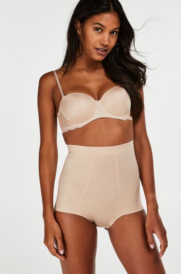 Hunkemöller Obcisłe modelujące majtki z wysokim stanem Beżowy