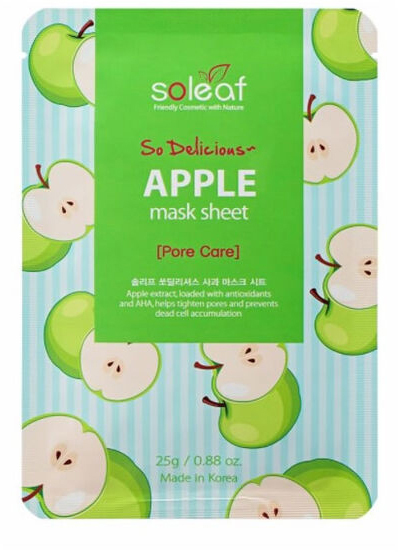 Maseczka do twarzy na tkaninie Soleaf So Delicious Apple Mask Sheet Pore Case 25 g (8809389032860)