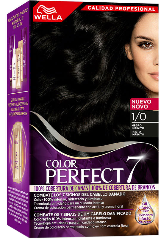 Farba kremowa z utleniaczem Wella Color Perfect 7 100 Cobertura De Canas 1-0-Negro Infinito 60 ml (4064666324074)