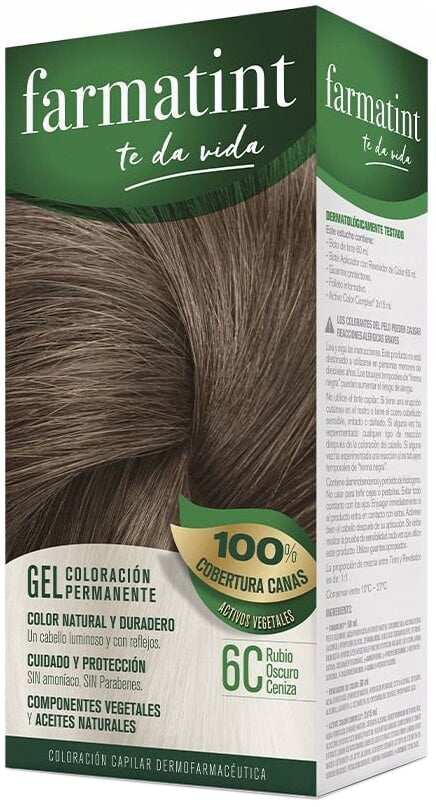 Farba kremowa bez utleniacza do włosów Farmatint Gel Coloración Permanente 6c-rubio Oscuro Ceniza 155 ml (8470001789549)