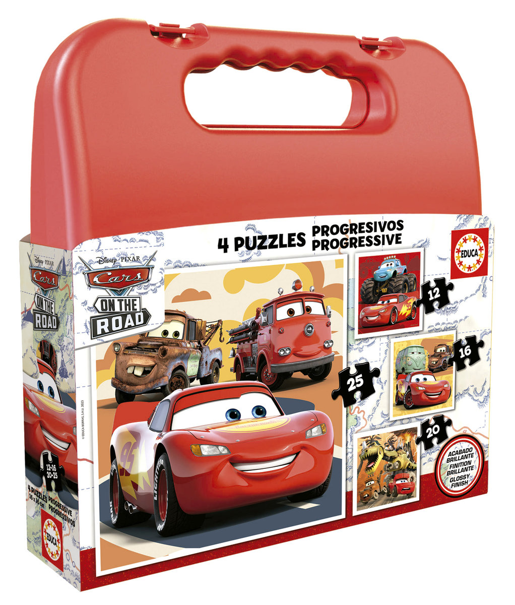 Educa, Puzzle, Disney, Auta (walizka), 12/16/20/25 el.