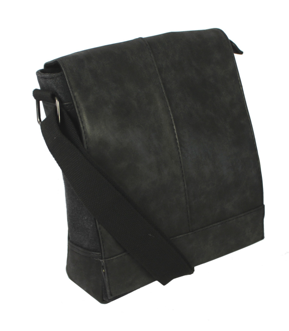 Skórzana Torba JENNIFER JONES Listonoszka Ze Skórzaną Klapką CZARNA 45282 27 x 22 x 9