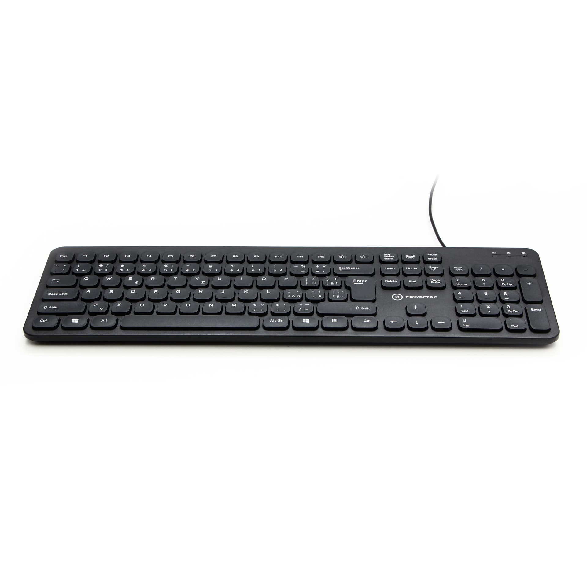 Powerton WPK102, klawiatura Slim CZ/SK, klasyczna, przewodowa (USB), czarna, cicha  WPK102B CZ/SK