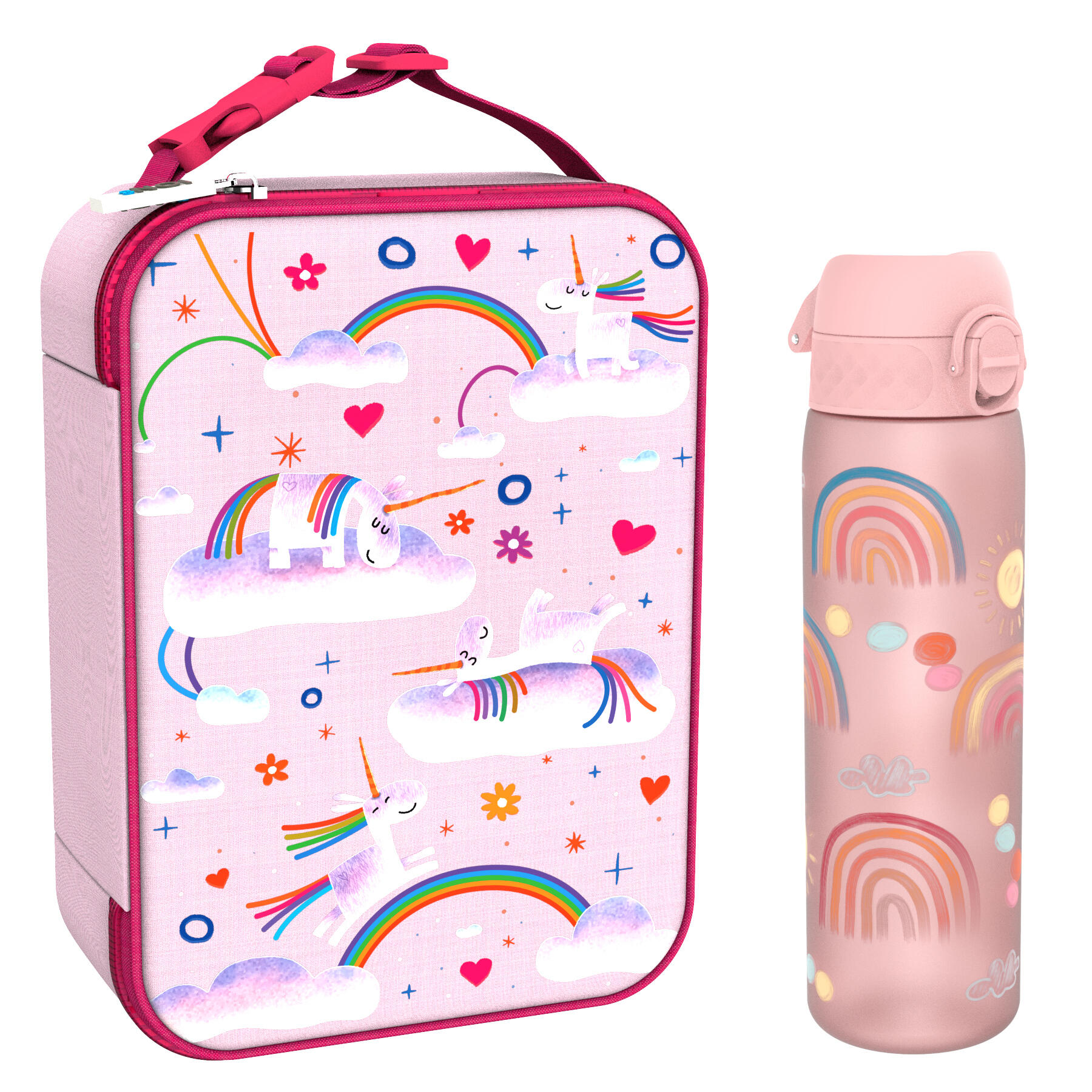 Zestaw lunchowy dla dzieci ION8 Unicorn Rainbows. Lunchbag i bidon 500ml